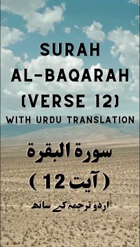 Surah Baqarah Verse 12 | Beautiful Quran Recitation with Urdu Translation | Quran Pak Tilawat Urdu Tarjume ke Saath | تلاوت قرآن مجید اردو ترجمہ کے ساتھ | سورۃ البقرۃ