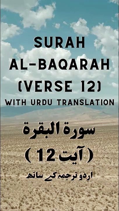 Surah Baqarah Verse 12 | Beautiful Quran Recitation with Urdu Translation | Quran Pak Tilawat Urdu Tarjume ke Saath | تلاوت قرآن مجید اردو ترجمہ کے ساتھ | سورۃ البقرۃ