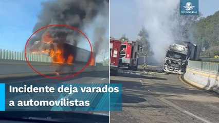 Por incendio de tráiler, cierran autopista México - Cuernavaca