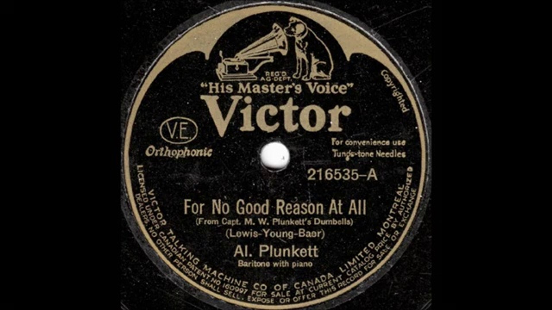 ⁣Al Plunkett - For No Good Reason At All (1928)