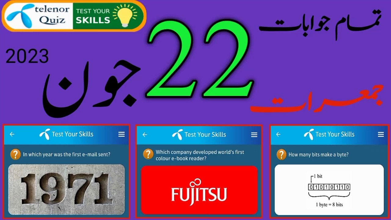 22 June 2023 Questions and Answers | Today Telenor Questions and Answers | Today Telenor App Quiz