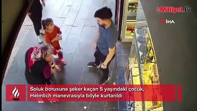 Soluk borusuna şeker kaçan 5 yaşındaki çocuk, Heimlich manevrasıyla böyle kurtarıldı