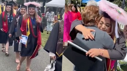Abuelita From El Salvador Surprises Girl At Graduation | Happily TV