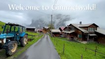 Beautiful rain walking tour in Gimmelwald  A Swiss village