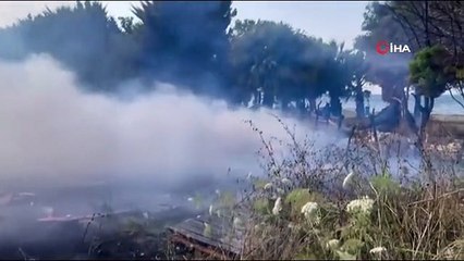 Kuşadası'nda denize 50 metre uzaklıkta çıkan arazi yangınında sabotaj iddiası