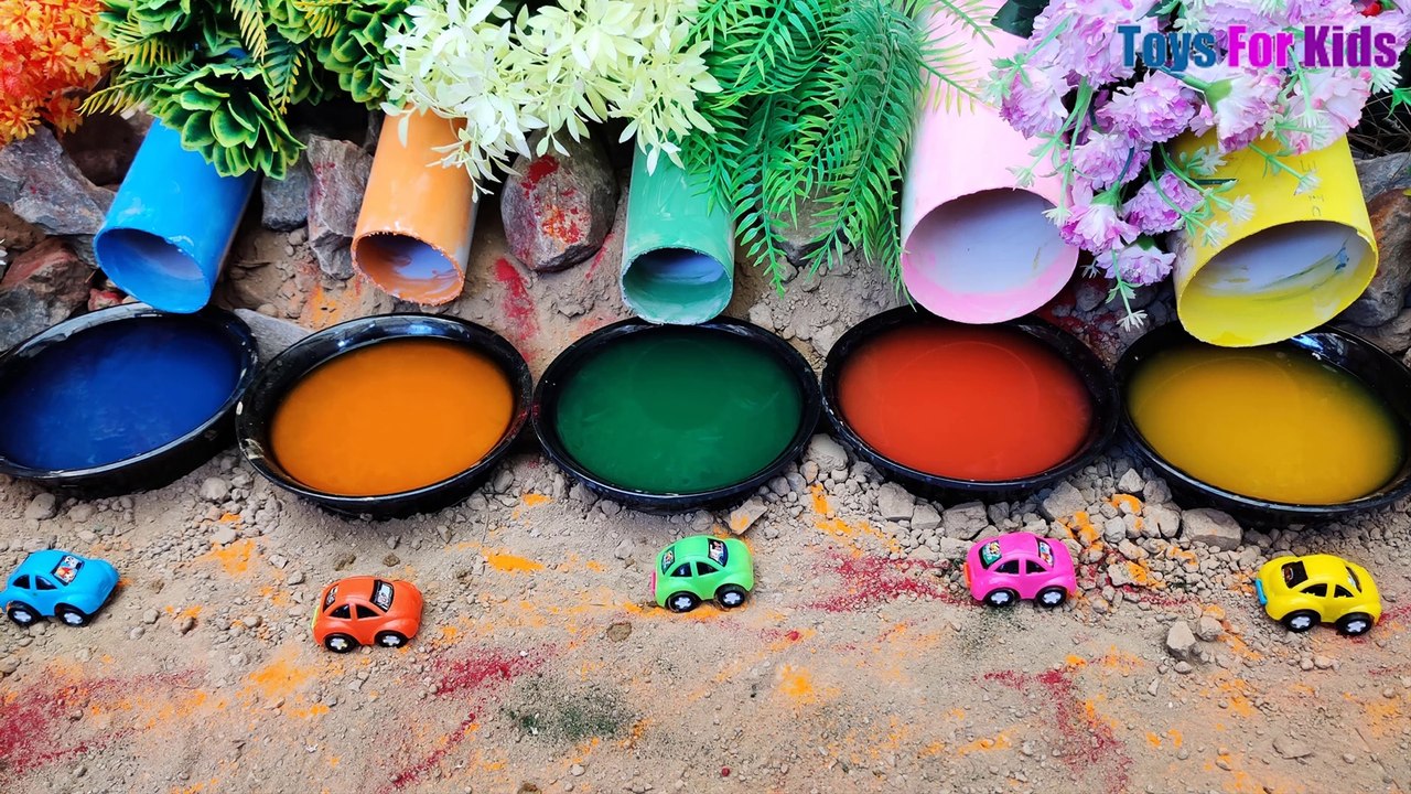 Learn 5 Colors With Mini Cars learn colours with five vehicles Toys For Kids+Stop Motion