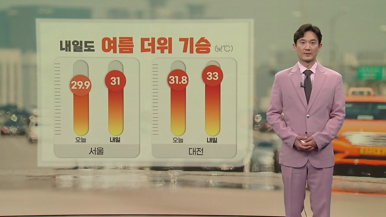 [날씨] 내일도 30℃ 안팎 더위 기승... 오후 강원·경북 소나기 / YTN