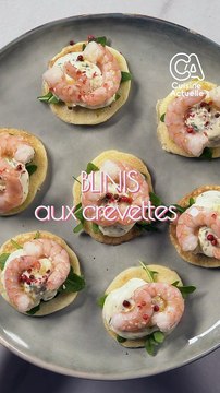 CUISINE ACTUELLE - Blinis aux crevettes et crème aux herbes