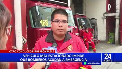 Independencia: vehículo mal estacionado impide que bomberos acudan a emergencia