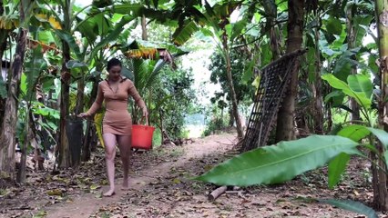 Girl cooking Steamed shrimp with coconut fruit  Katy cooking_1080p