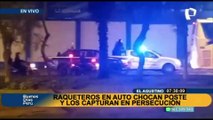 El Agustino: Raqueteros en auto chocan con poste y son capturados