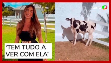 Nicole Bahls viraliza após batizar vaca com nome de Camila Queiroz