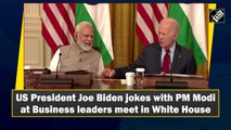 US President Joe Biden jokes with PM Modi at Business leaders meet in White House