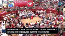 Irrumpen en el mitin de Sánchez en Tenerife y obligándole a interrumpir su discurso durante tres minutos