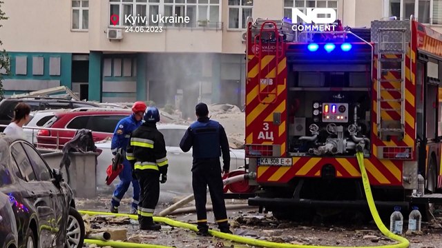 Последствия ракетного удара по жилому кварталу в Киеве