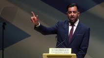 Humza Yousaf speaks to furious heckler at SNP convention