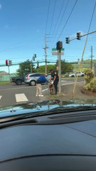 Crossing Guard Helps Elderly Cross