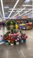 Man Wrapped In Plastic Stomps Around Store