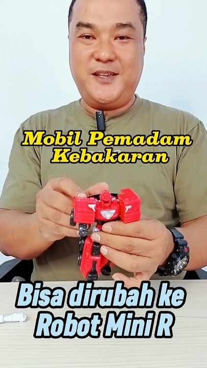 mainan mobil pemadam bisa berubah bentuk robot mini R - mainan robot mini R pemadam - mainan robot anak