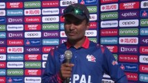 Nepal's Rohit Paudel reacts to their Cricket World Cup qualifier defeat to the Netherlands