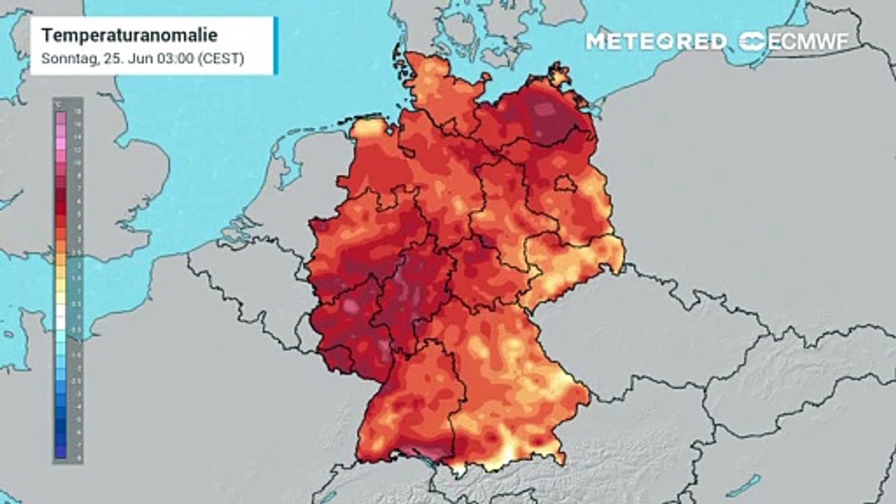 Hitze in Deutschlans! Der heutige Sonntag wird regional wieder sehr warm bis heiß- bis 34°C!