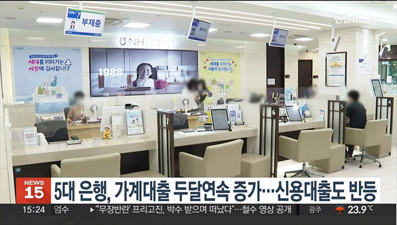 5대 은행, 가계대출 두달연속 증가…신용대출도 반등