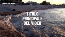 Spiaggia di Sassonia a Fano invasa da una strana schiuma: il video