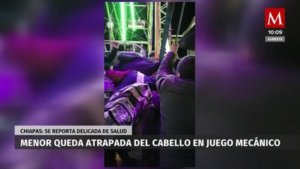 En Chiapas, menor queda atrapada del cabello en un juego mecánico