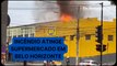 Incêndio de grandes proporções atinge Supermercados BH no bairro Horto