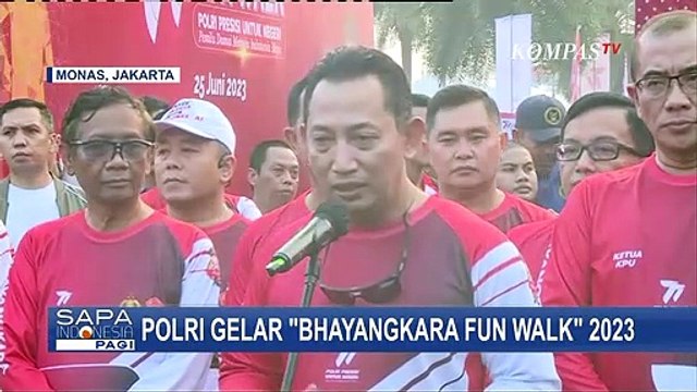Sambut Hari Bhayangkara ke-77, Polri Gelar Bhayangkara Fun Walk 2023 di Monas Jakarta