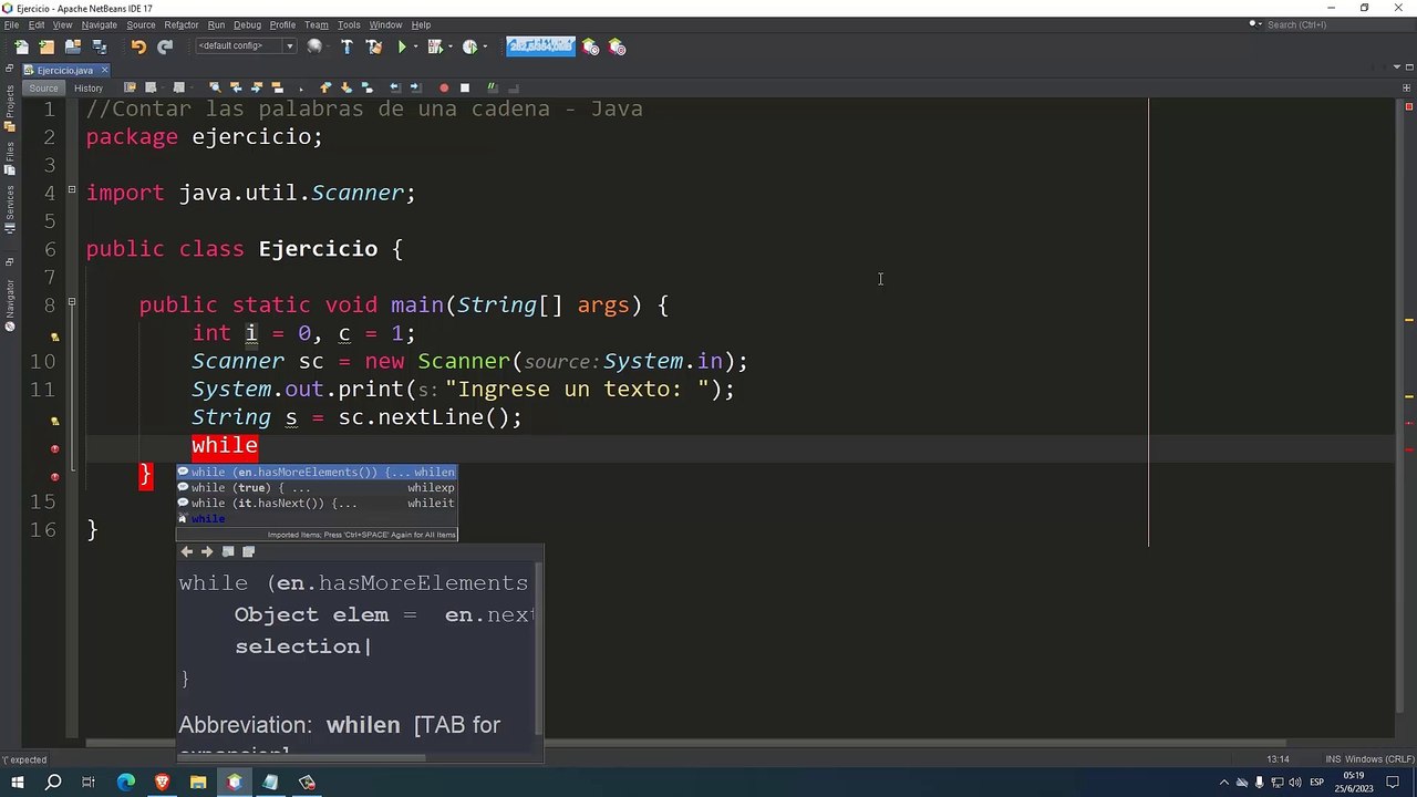 Contar las palabras de una cadena en Java
