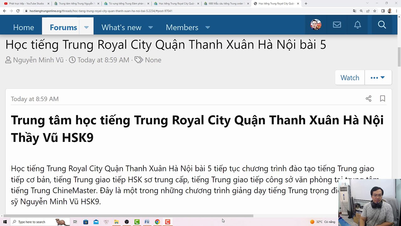 Học tiếng Trung Royal City Quận Thanh Xuân Hà Nội bài 5 Lớp em Nguyễn Anh Tuấn