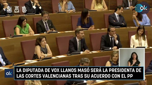 La diputada de Vox Llanos Masó será la presidenta de las Cortes Valencianas tras su acuerdo con el PP