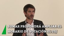 Sumar propondrá ampliar el horario de votación el 23J hasta las 22 horas