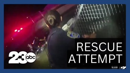 Bakersfield Police body cam footage shows officers attempting to rescue man from canal