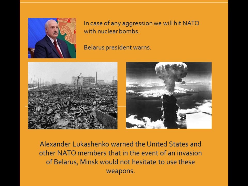In case of any aggression we will hit NATO with nuclear bombs: Belarus president warns.. Atomic threats Belarus.