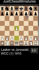 Lasker wins threating with a backrank checkmate