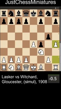 Lasker sacrifices the Knight but wins a Rook
