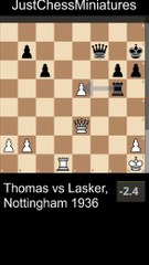 Lasker forks a Rook and wins a Pawn