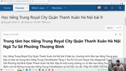 Học tiếng Trung Royal City Quận Thanh Xuân Hà Nội bài 9 Lớp em Nguyễn Anh Tuấn