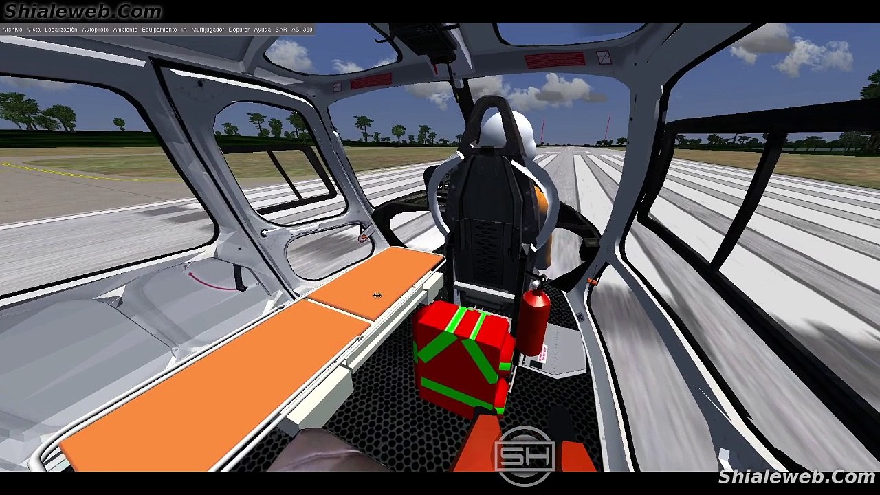 Aerospatiale AS350 Helicoptero se estrella por falla tecnica y queda perdido en medio de la selva se pierde gran cantidad de equipo medico, simulador de vuelo Flightgear en linux