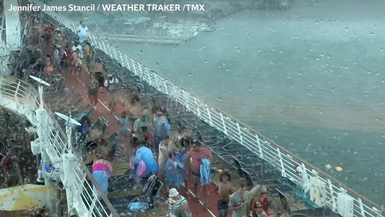 Passengers flee as Royal Caribbean cruise ship lashed by storm