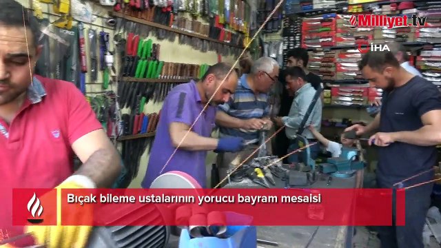 Bıçak bileme ustalarının yorucu bayram mesaisi