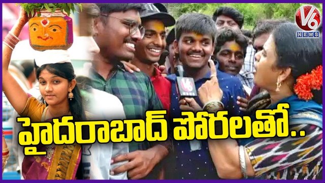 Teenmaar Chandravva Chit Chat With Hyderabad Youth | Golconda Bonalu 2023 | V6 News