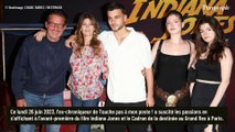 Benjamin et Aurore Castaldi amoureux et en famille avec leurs enfants à l'avant-première d'Indiana Jones