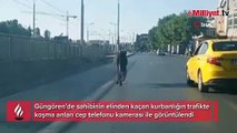 Sahibinden kaçan kurbanlık trafikte zor anlar yaşattı