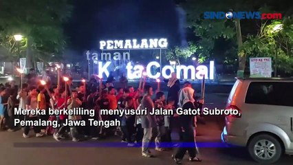 Sambut Iduladha, Ratusan Warga Pemalang Pawai Obor dan Takbir Keliling