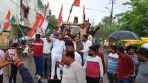 भाजपा नेता के खिलाफ कांग्रेस का प्रदर्शन