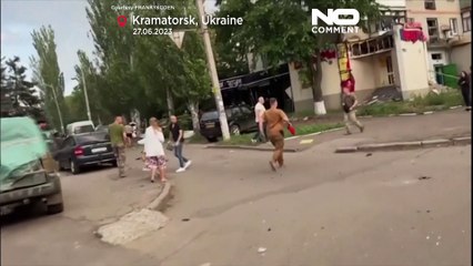 WATCH: People clear debris after Russian strike on Ukraine restaurant