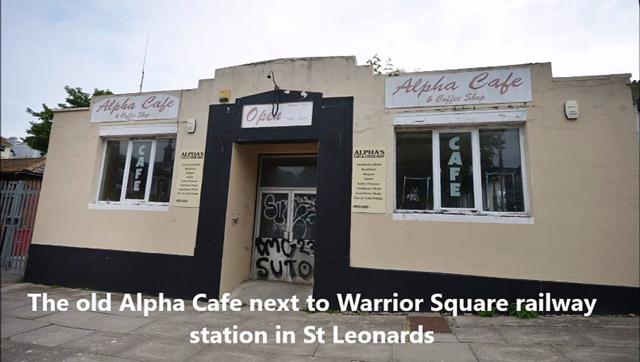 The old Alpha Cafe next to Warrior Square railway station in St Leonards, East Sussex